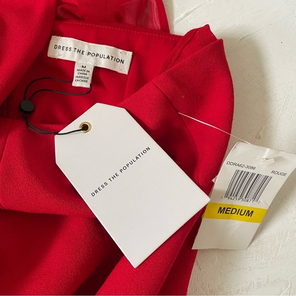 Dress the Population Women's Eden Halter Neck Bodycon Dress Rouge Red Size M NWT - Picture 4 of 9